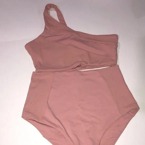 L space Jackie bikini bottoms pink high waisted/Ribbed Celeste Bikini Top - Picture 9 of 9